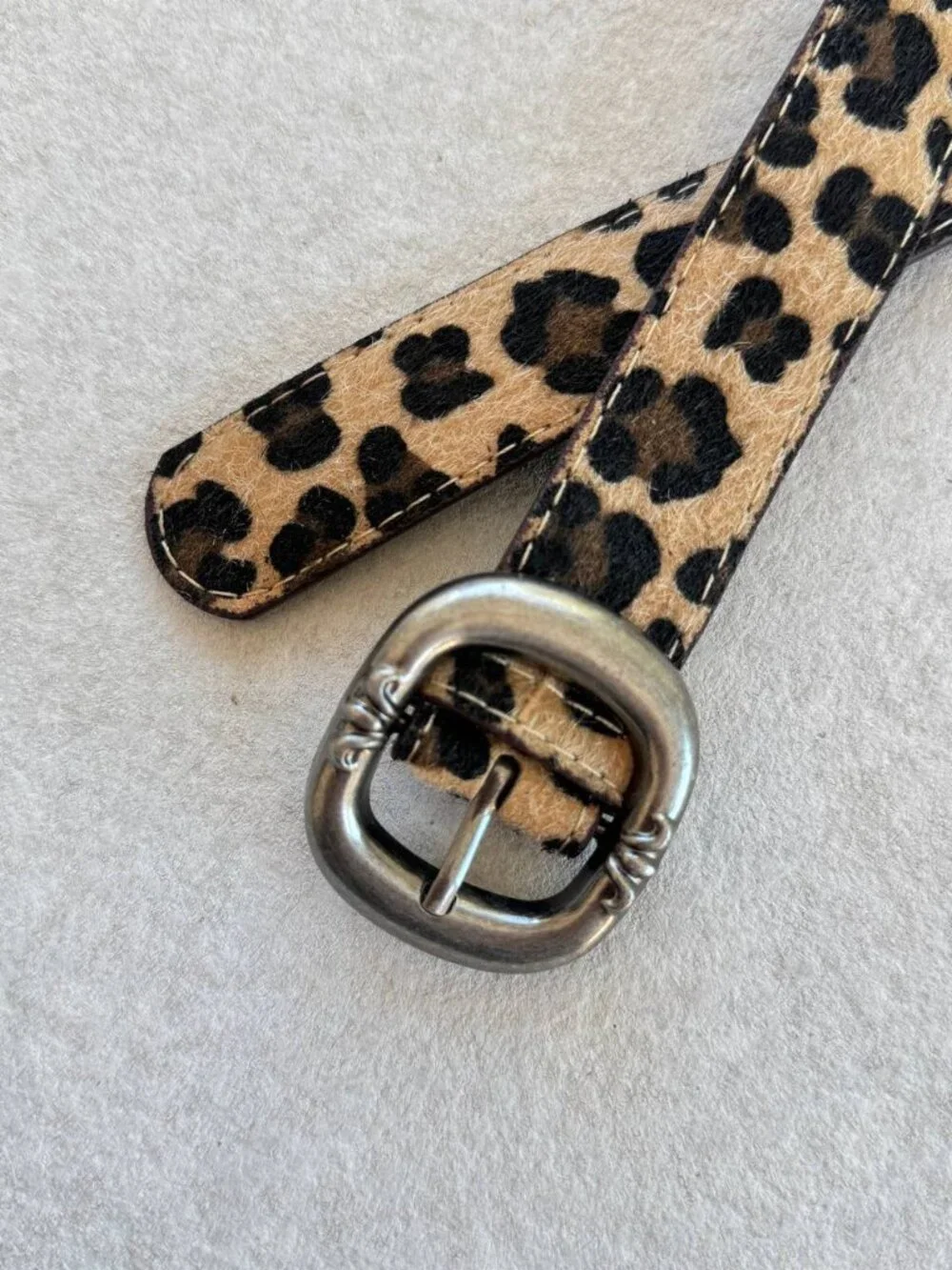 Leopard Print Hair-On Texture Statement Belt
